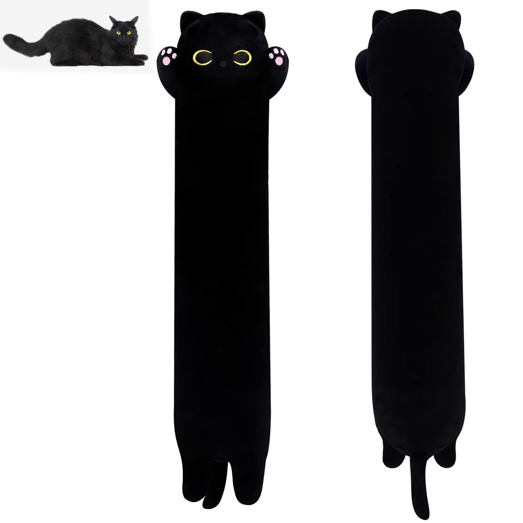 50CM Long Black Cat Plush – Soft Kitten Plushie for Halloween, Stress Relief & Decor