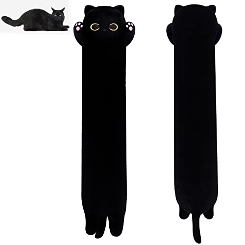 50CM Long Black Cat Plush – Soft Kitten Plushie for Halloween, Stress Relief & Decor