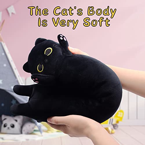 50CM Long Black Cat Plush – Soft Kitten Plushie for Halloween, Stress Relief & Decor