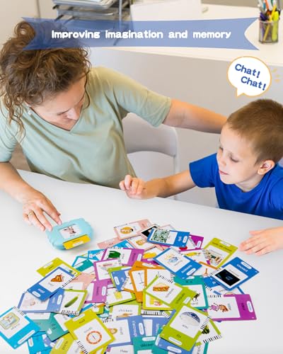 510 Words French Flash Cards for Kids – Bilingual Toddler Learning Toy with 31 Themes, Rechargeable, Screen-Free (Blue)