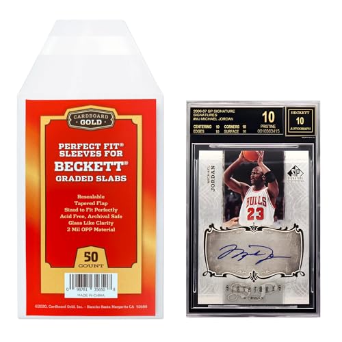Cardboard Gold BGS Graded Card Sleeves | 50 Crystal Clear Resealable Slab Protectors – Precision Cut for Beckett Slabs