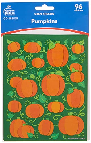 Carson Dellosa Pumpkin Stickers – 96 Fall & Halloween Stickers for Kids, Classroom Rewards & Thanksgiving Crafts