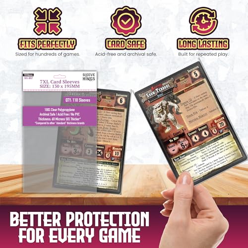 Sleeve Kings XXL Clear Card Sleeves (130x195mm) – 110 Pack for Dune & Oversized Games – 60 Micron Archival-Safe Protection