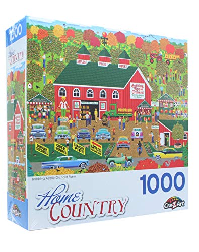 RoseArt Home Country Bobbing Apple Orchard Farm 1000-Piece Jigsaw Puzzle for Adults – Nostalgic Americana Scene