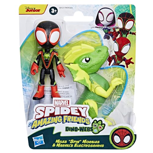 Marvel Spidey Dino-Webs: Miles Morales & Electrosaurus Action Figures for Ages 3+
