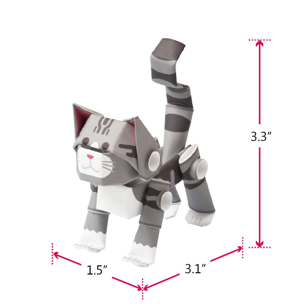 PIPEROID Silver Tabby Cat – Japanese 3D Paper Puzzle | DIY Origami Kit for Kids & Adults