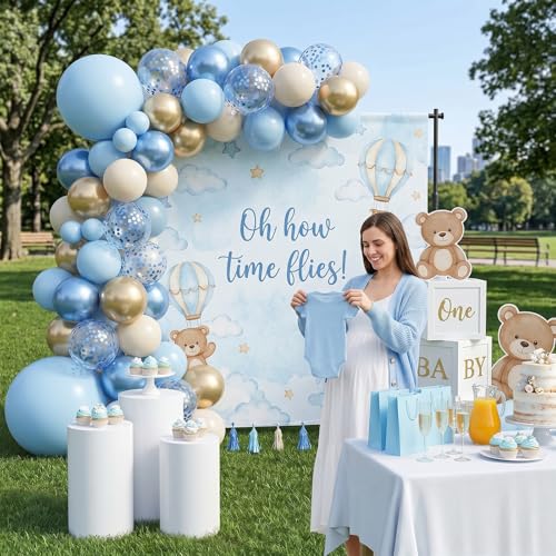 Govpy 60-Pack Dusty Blue and Gold Balloons, 12 Inch Metallic Confetti Party Set for Baby Shower, Wedding, Gender Reveal