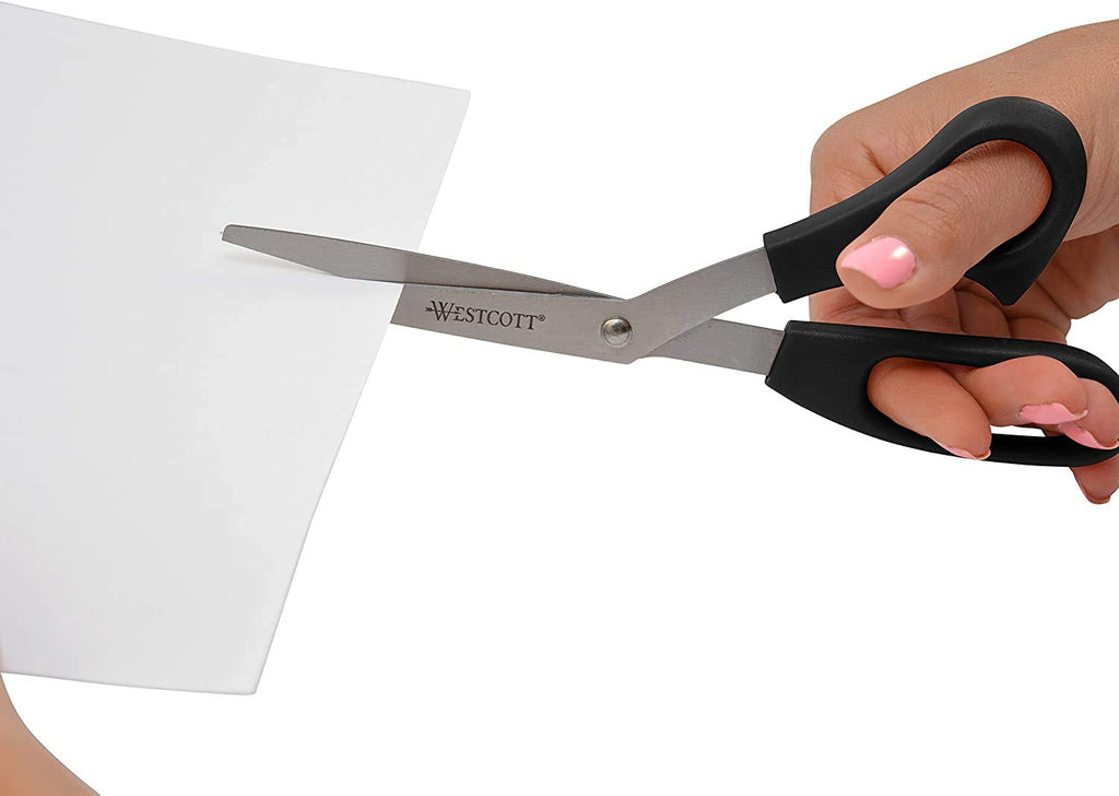 Westcott 8" All-Purpose Scissors (3-Pack) – Bent Stainless Steel Blades, Black