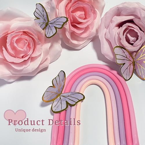 52-Piece Rainbow Cake Topper Set with Butterflies, Balls & Flowers – SONICEBUY Party Decorations