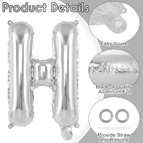 52-Piece Silver Foil Letter Balloons Set – 16 Inch Alphabet Balloons A-Z for Custom Phrases