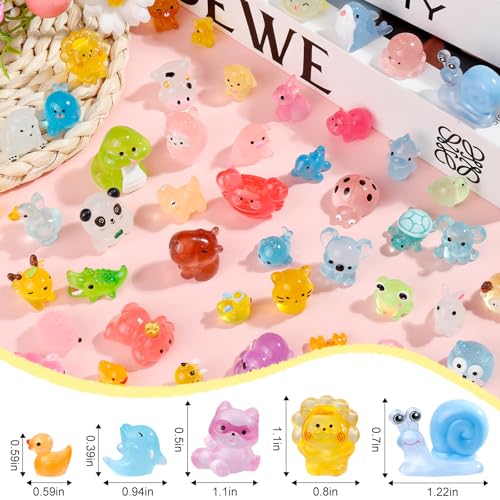 52 Unique Luminous Mini Resin Animals – Glow in the Dark Figurines for Fairy Gardens & Hide-and-Seek