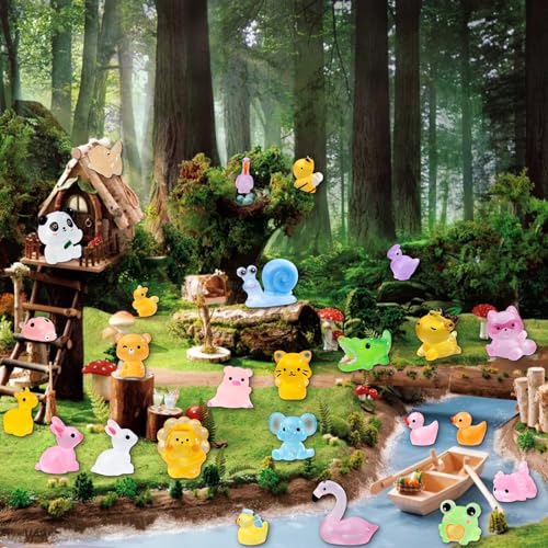 52 Unique Luminous Mini Resin Animals – Glow in the Dark Figurines for Fairy Gardens & Hide-and-Seek