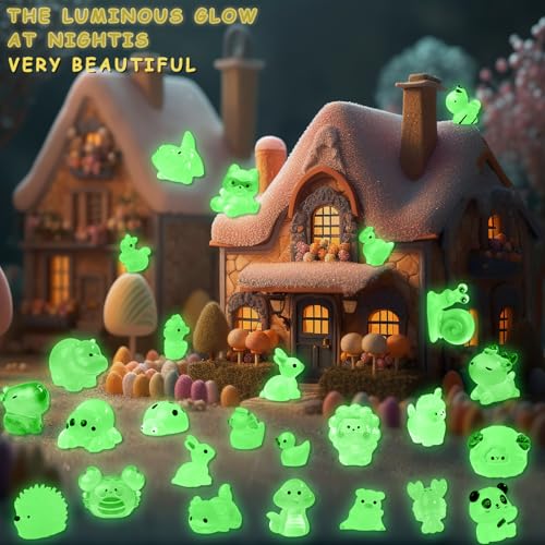 52 Unique Luminous Mini Resin Animals – Glow in the Dark Figurines for Fairy Gardens & Hide-and-Seek