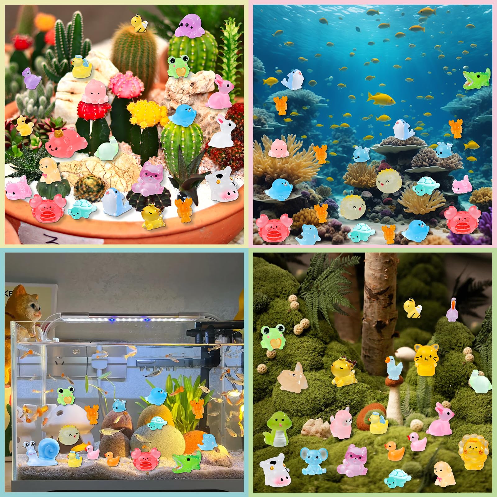 52 Unique Luminous Mini Resin Animals – Glow in the Dark Figurines for Fairy Gardens & Hide-and-Seek