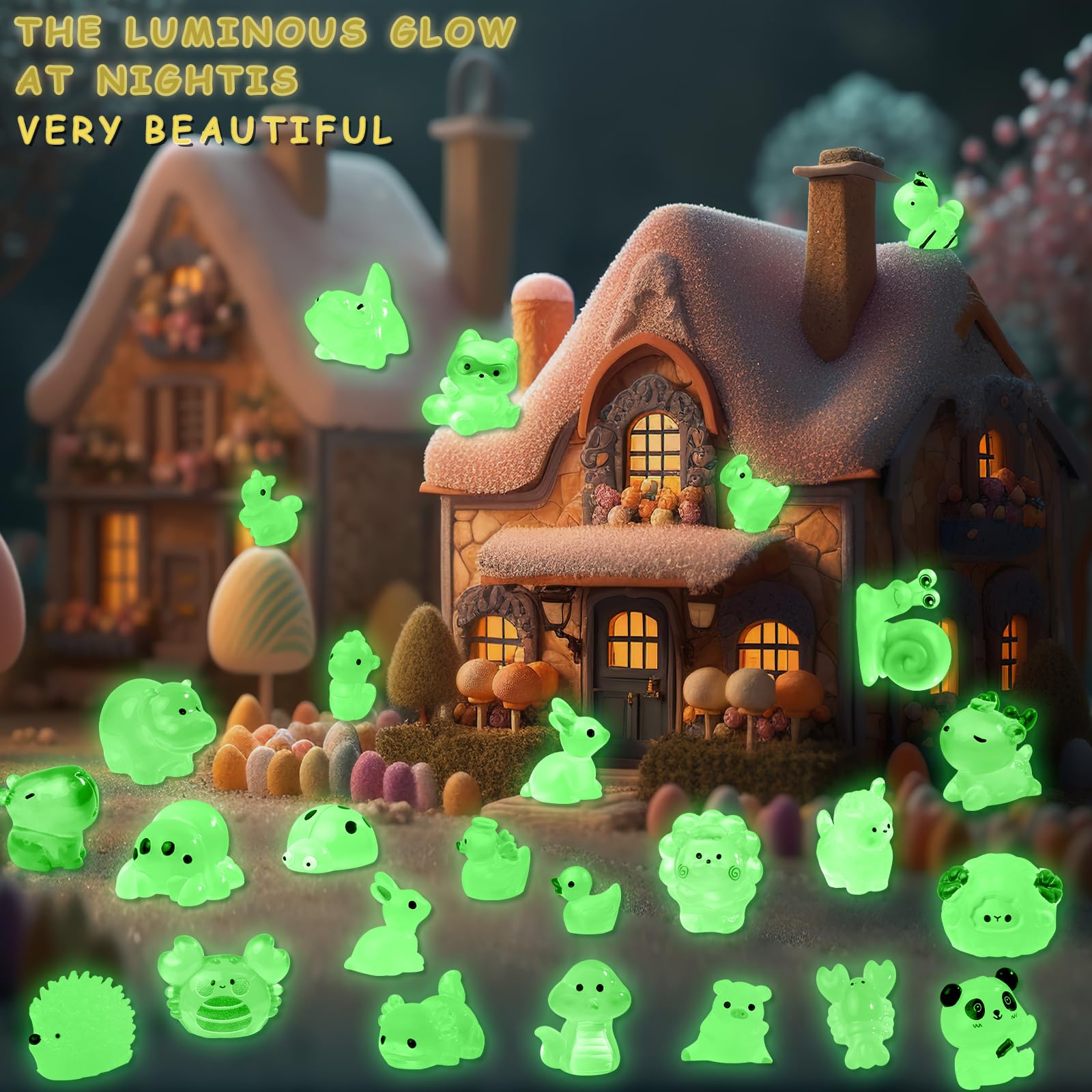 52 Unique Luminous Mini Resin Animals – Glow in the Dark Figurines for Fairy Gardens & Hide-and-Seek