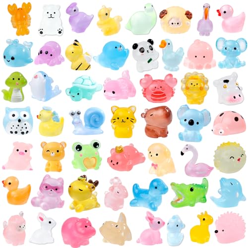 52 Unique Luminous Mini Resin Animals – Glow in the Dark Figurines for Fairy Gardens & Hide-and-Seek
