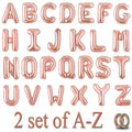 52pc Rose Gold Letter Balloons – Customizable A-Z Foil Balloons for Parties