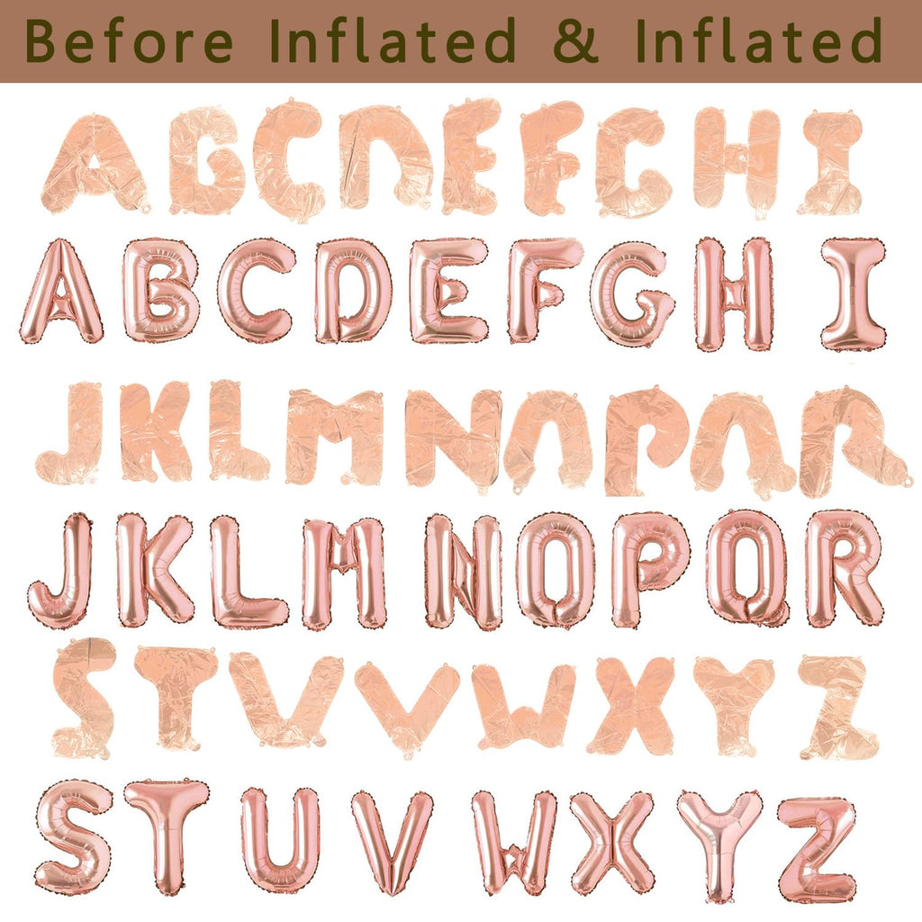 52pc Rose Gold Letter Balloons – Customizable A-Z Foil Balloons for Parties