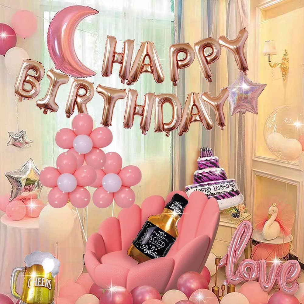 52pc Rose Gold Letter Balloons – Customizable A-Z Foil Balloons for Parties
