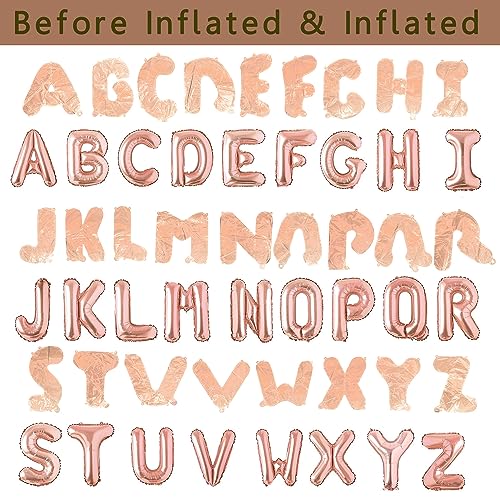 52pc Rose Gold Letter Balloons – Customizable A-Z Foil Balloons for Parties