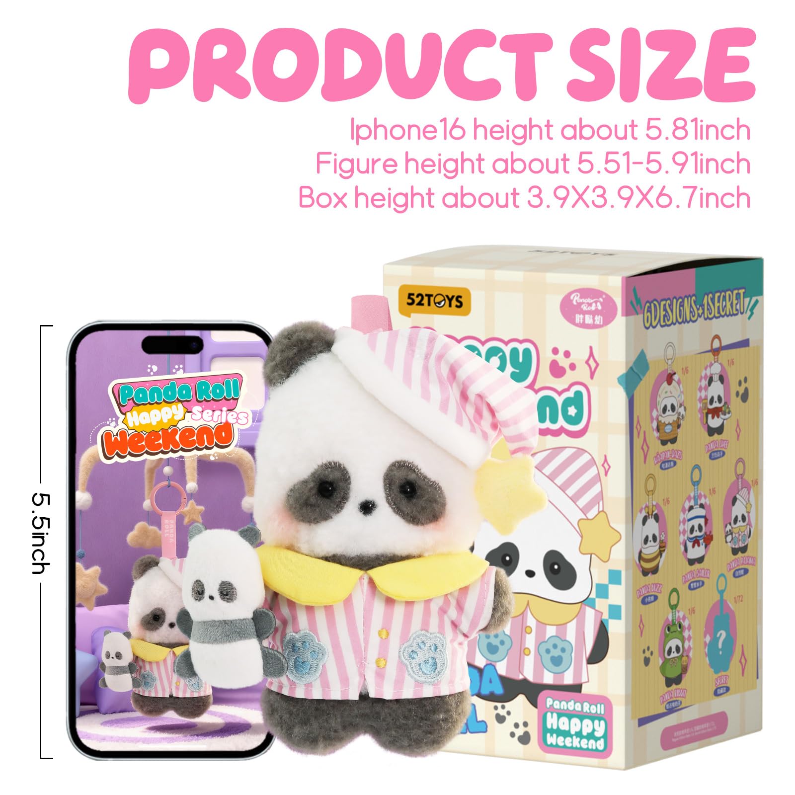 52TOYS Panda Roll Happy Weekend Series Blind Box Plush Toy – Random Soft Collectible Figure, 5.5–5.9 Inches