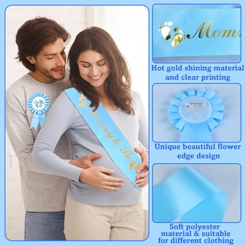 54-Piece Blue Baby Shower Decorations Set for Boy - Bolake It's a Boy Banner, Foil Balloons, Mom to Be Sash, Dad to Be Pin & More for Gender Reveal