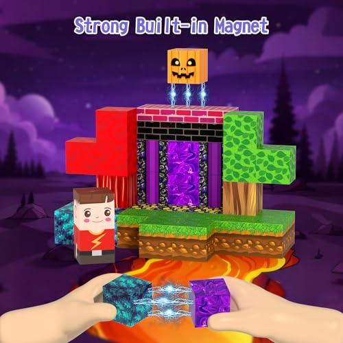 54-Piece Travel Magnetic Blocks Set with Metal Storage Box - STEM Building Toys for Kids Ages 3+