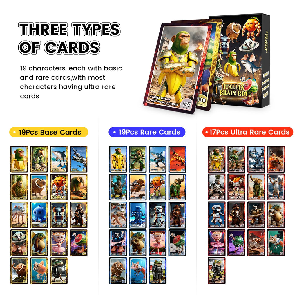55-Piece Italian Brainrot Cards Collection – Rare & Ultra Rare Characters
