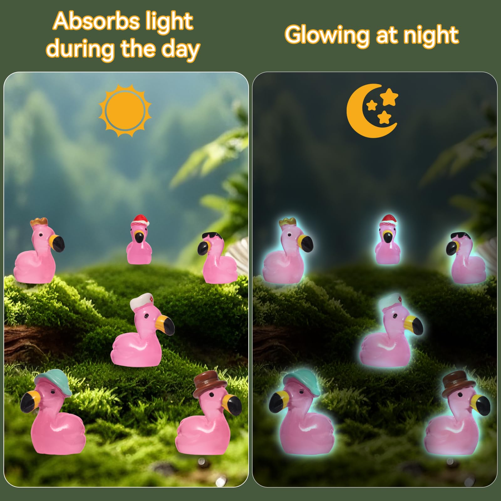 56 Mini Resin Flamingos with Suitcases – Solar Glow Fairy Garden Decor by Breelytic