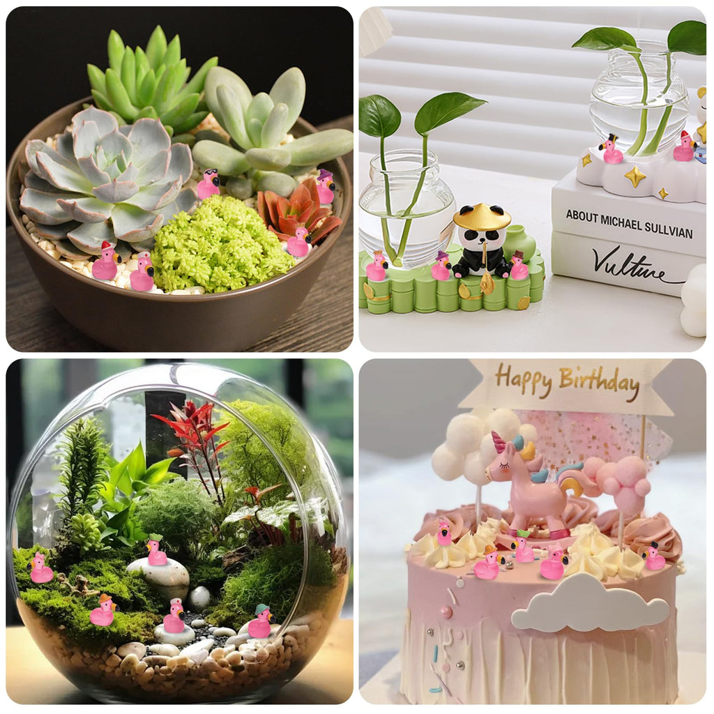 56 Mini Resin Flamingos with Suitcases – Solar Glow Fairy Garden Decor by Breelytic