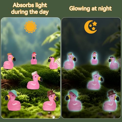 56 Mini Resin Flamingos with Suitcases – Solar Glow Fairy Garden Decor by Breelytic