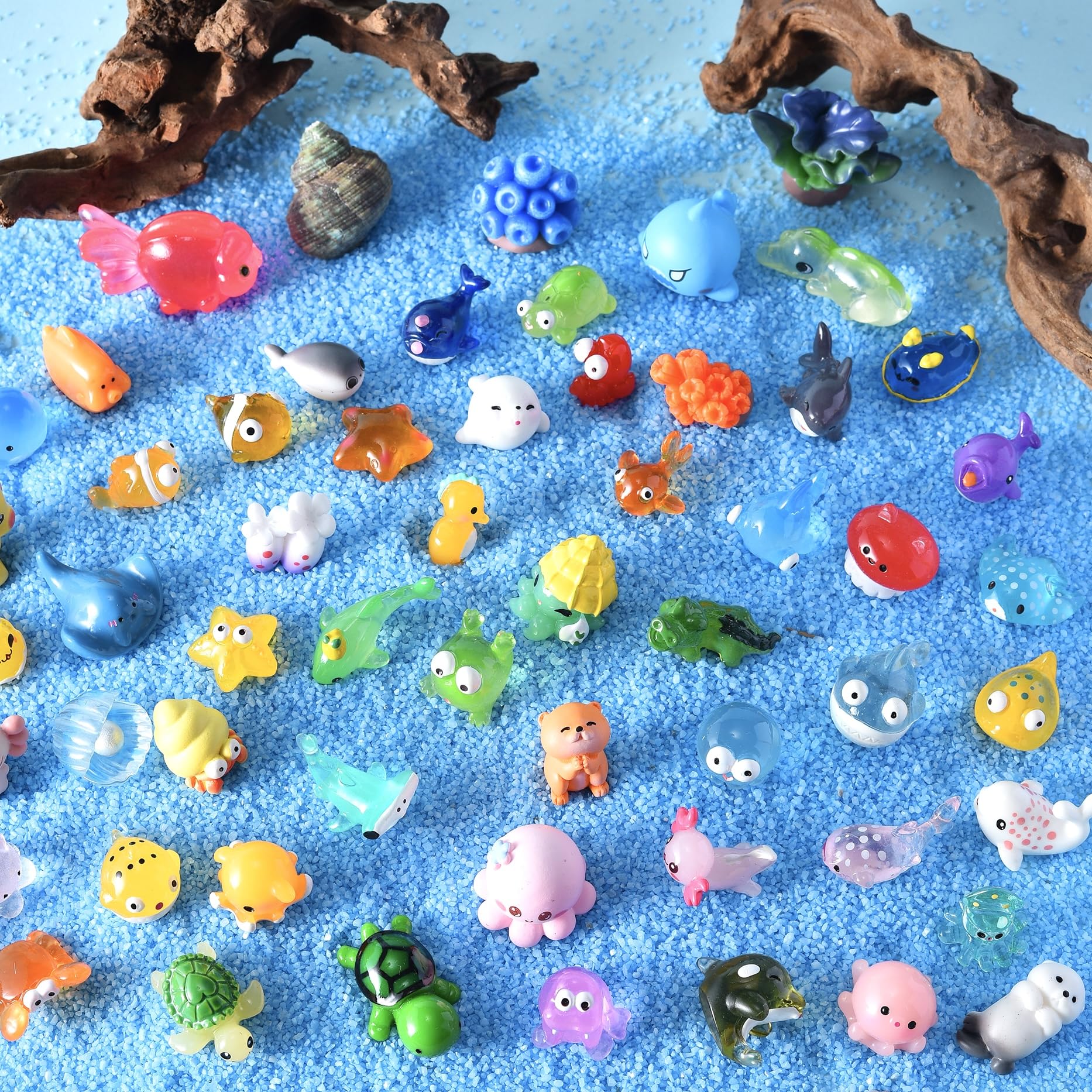 56-Piece Mini Ocean Resin Animals Set – Tiny Sea Creatures for Fairy Gardens, Fish Tanks, and DIY Crafts