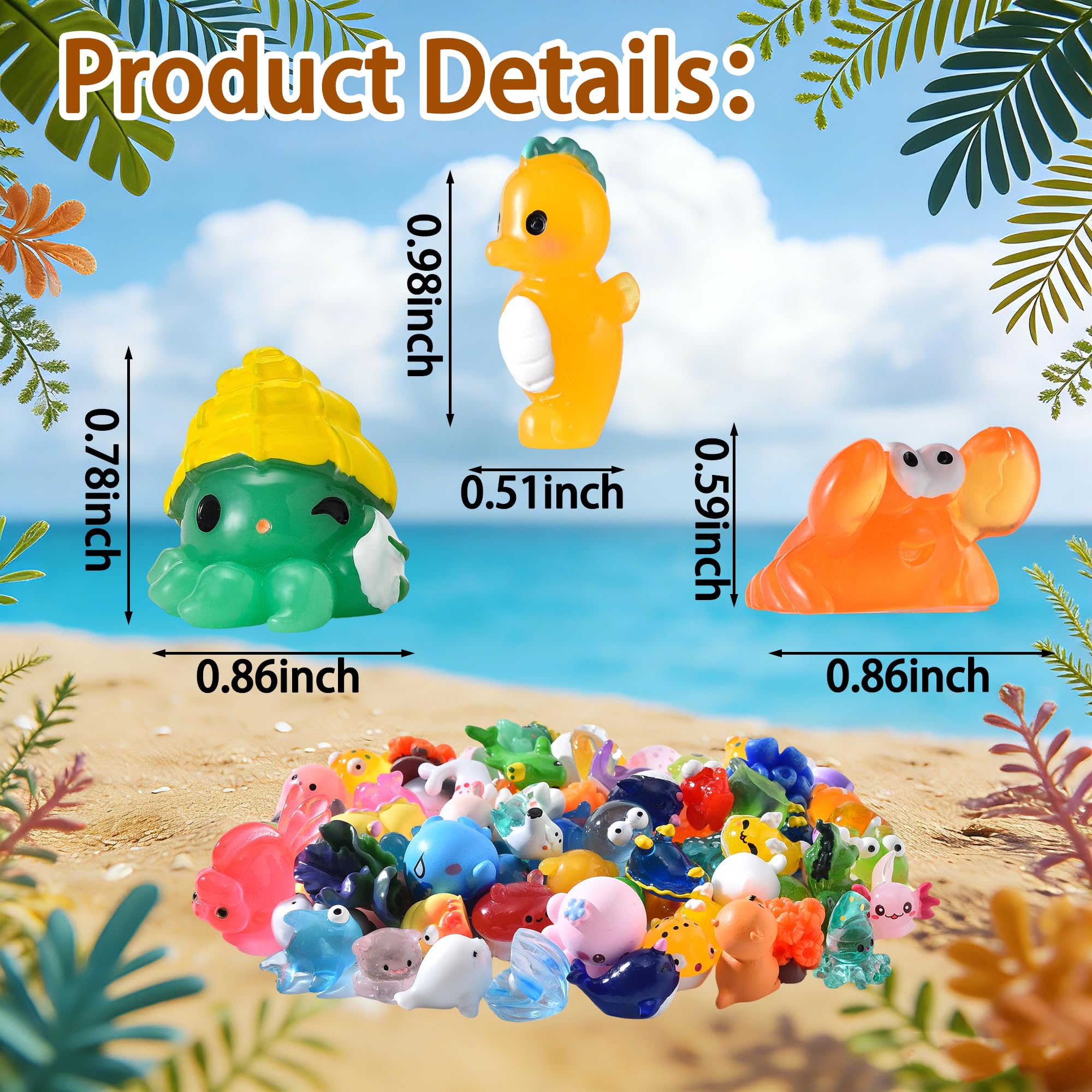 56-Piece Mini Ocean Resin Animals Set – Tiny Sea Creatures for Fairy Gardens, Fish Tanks, and DIY Crafts