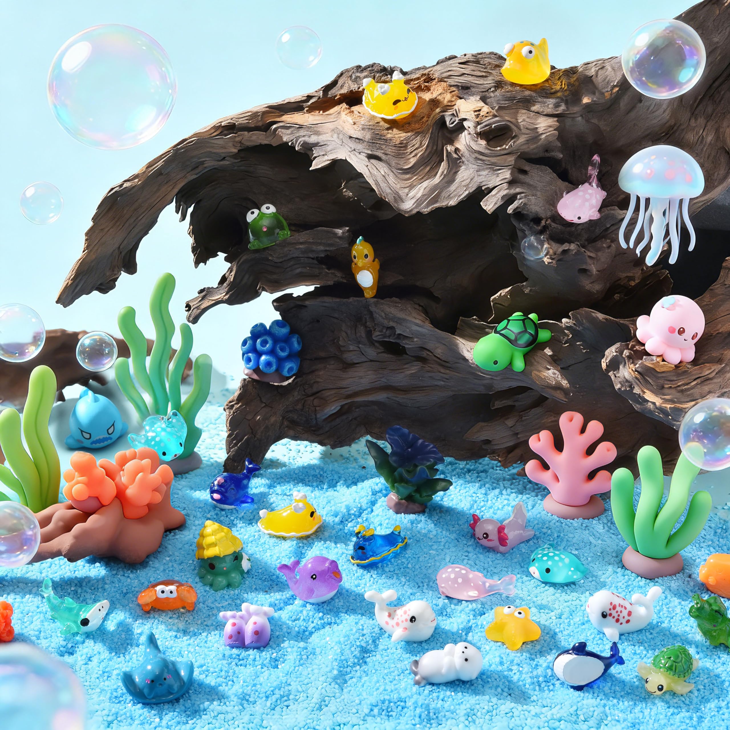56-Piece Mini Ocean Resin Animals Set – Tiny Sea Creatures for Fairy Gardens, Fish Tanks, and DIY Crafts