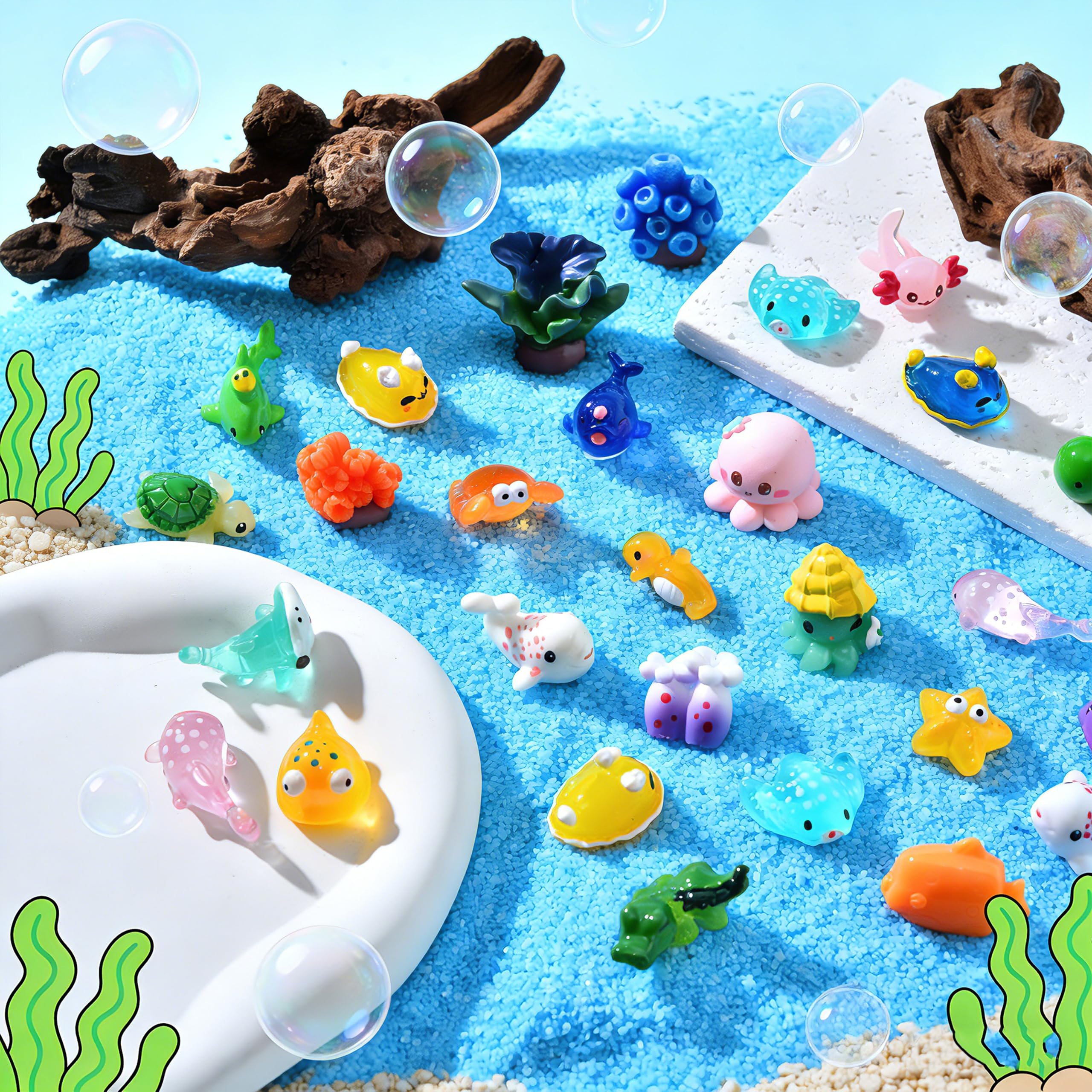 56-Piece Mini Ocean Resin Animals Set – Tiny Sea Creatures for Fairy Gardens, Fish Tanks, and DIY Crafts