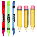 6 Giant Inflatable Crayon & Pencil Balloons – 41" Crayons + 27" Pencils for Back to School Decor