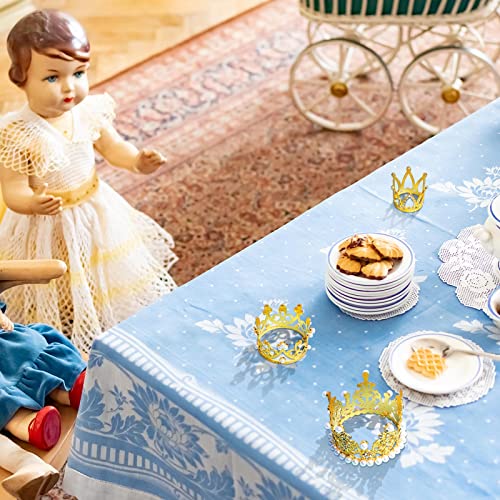 6 Gold Crown Cake Toppers with Pearls & Rhinestones – 3 Sizes for Birthday Wedding Baby Shower