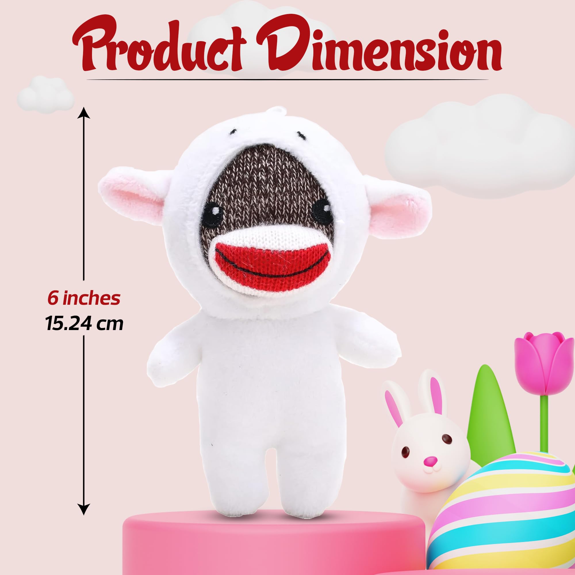 6-Inch Easter Sock Monkey in Sheep Costume – Soft Plush with Hidden Surprise by Made By Aliens