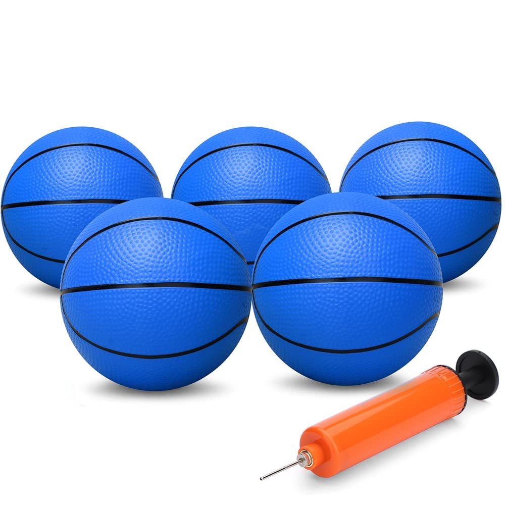 6-Inch Mini Basketballs 5-Pack for Indoor Hoops, Pool Play – Soft PVC, Includes Pump