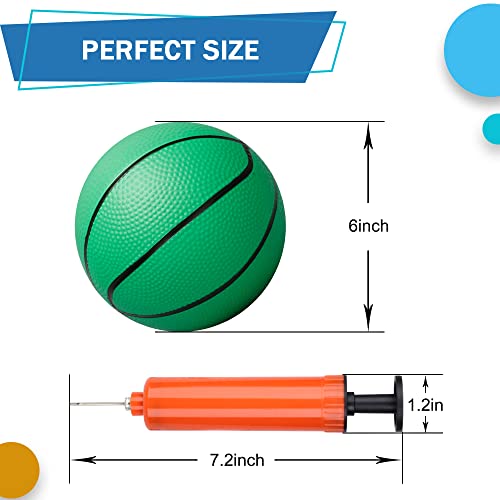 6 Inch Mini Basketballs for Mini Hoops - 3 Pack with Pump, Soft PVC, Rainbow Colors - Amarlozn