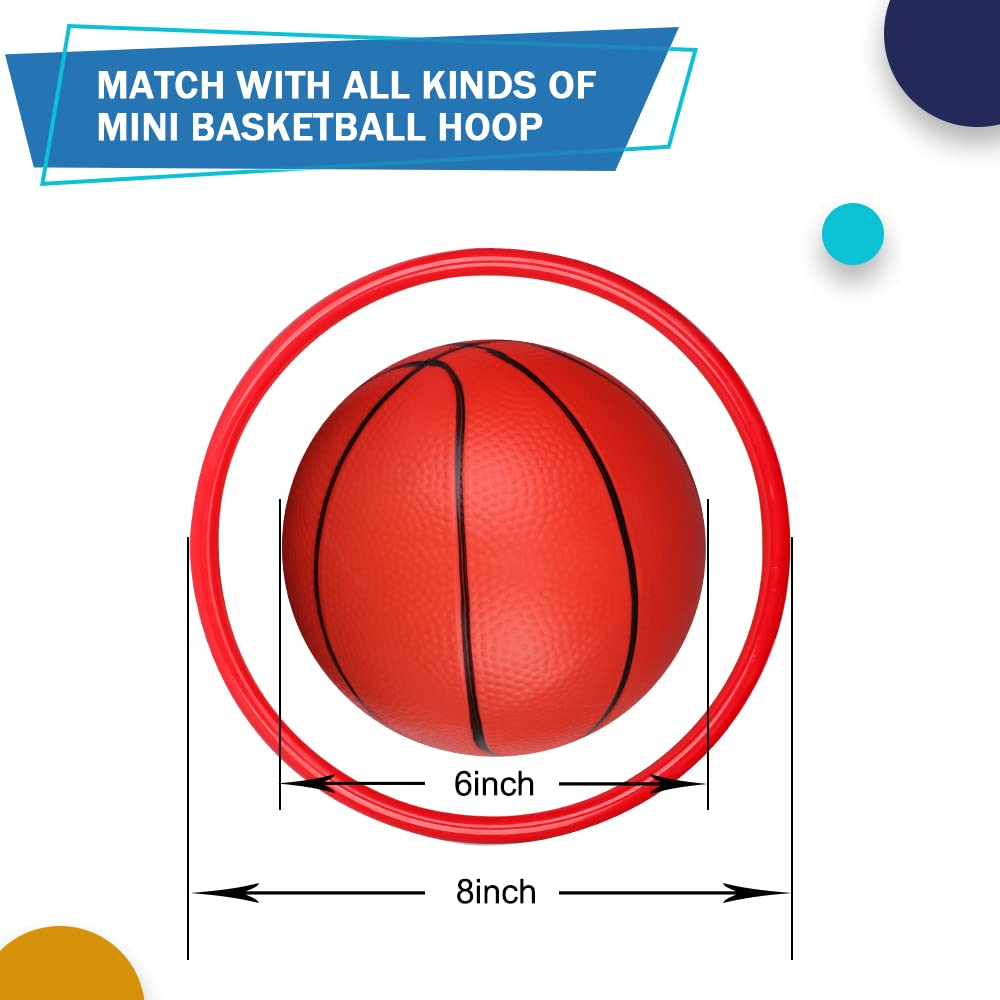 6 Inch Mini Basketballs for Mini Hoops - 3 Pack with Pump, Soft PVC, Rainbow Colors - Amarlozn