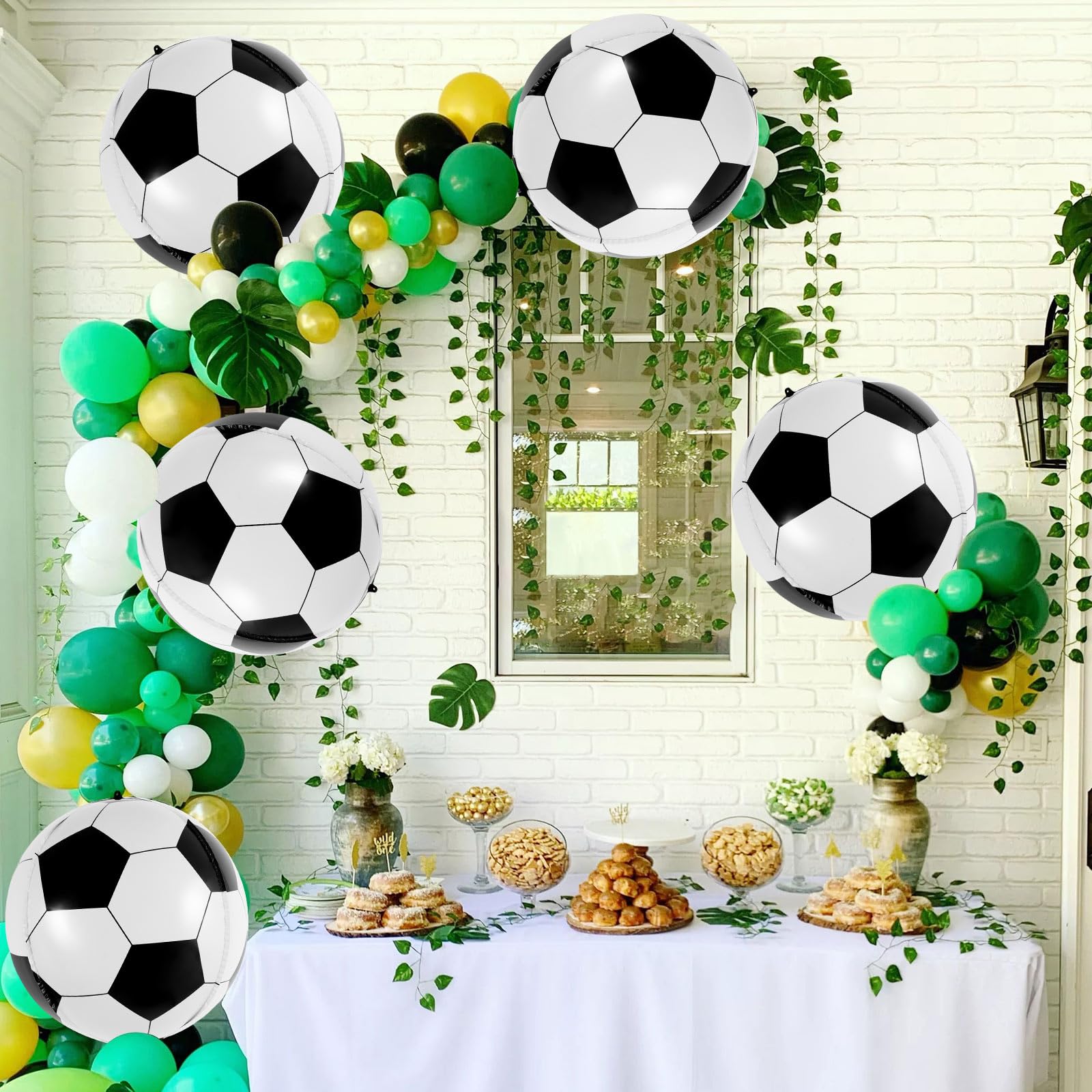 6 Pack 22 Inch Foil Soccer Balloons with Ribbon – Reusable Mylar Balloons for Soccer Themed Parties