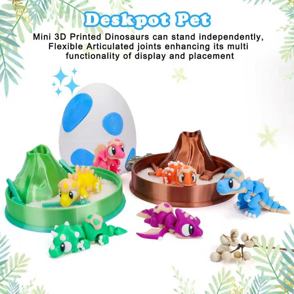 6-Pack 3D Printed Dinosaur Eggs with Articulated Mini Dinosaurs Inside – T-Rex, Triceratops, Stegosaurus, Spinosaurus, Ankylosaurus, Pterosaur – Fidget Toy & Easter Basket Stuffer