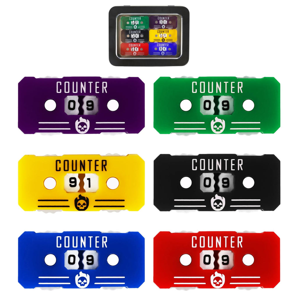 6-Pack Acrylic Life Counter Set with Magnetic Dial and Metal Box for MTG D&D Tabletop Games