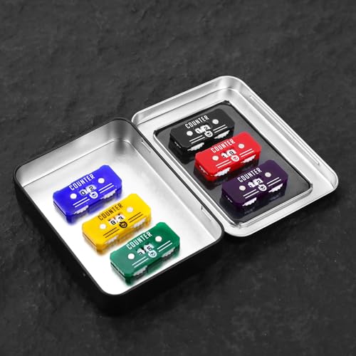 6-Pack Acrylic Life Counter Set with Magnetic Dial and Metal Box for MTG D&D Tabletop Games