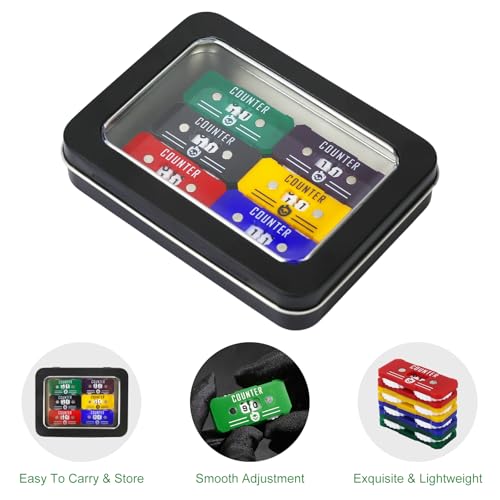 6-Pack Acrylic Life Counter Set with Magnetic Dial and Metal Box for MTG D&D Tabletop Games