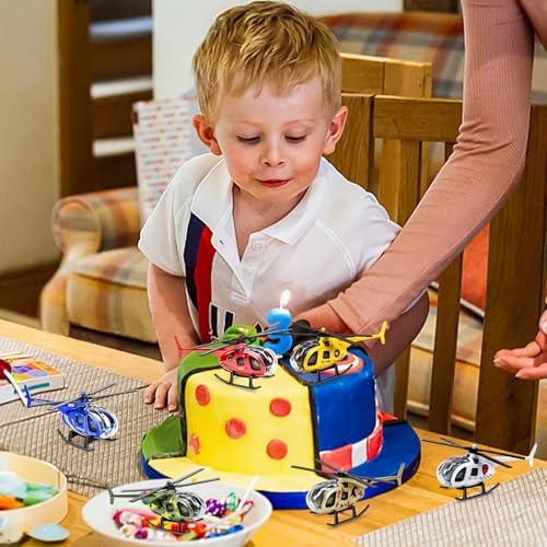 6 Pack Diecast Helicopter Toys - Mini Model Planes for Kids, Party Favors & Goodie Bag Stuffers (Ages 3-7)