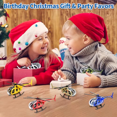 6 Pack Diecast Helicopter Toys - Mini Model Planes for Kids, Party Favors & Goodie Bag Stuffers (Ages 3-7)