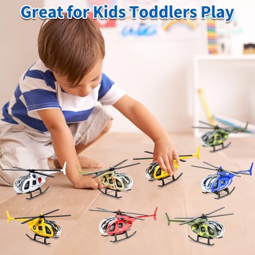 6 Pack Diecast Helicopter Toys - Mini Model Planes for Kids, Party Favors & Goodie Bag Stuffers (Ages 3-7)