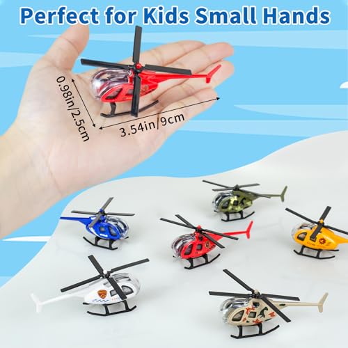 6 Pack Diecast Helicopter Toys - Mini Model Planes for Kids, Party Favors & Goodie Bag Stuffers (Ages 3-7)